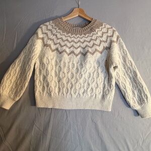 Splendid Cream and Tan Patterned Sweater